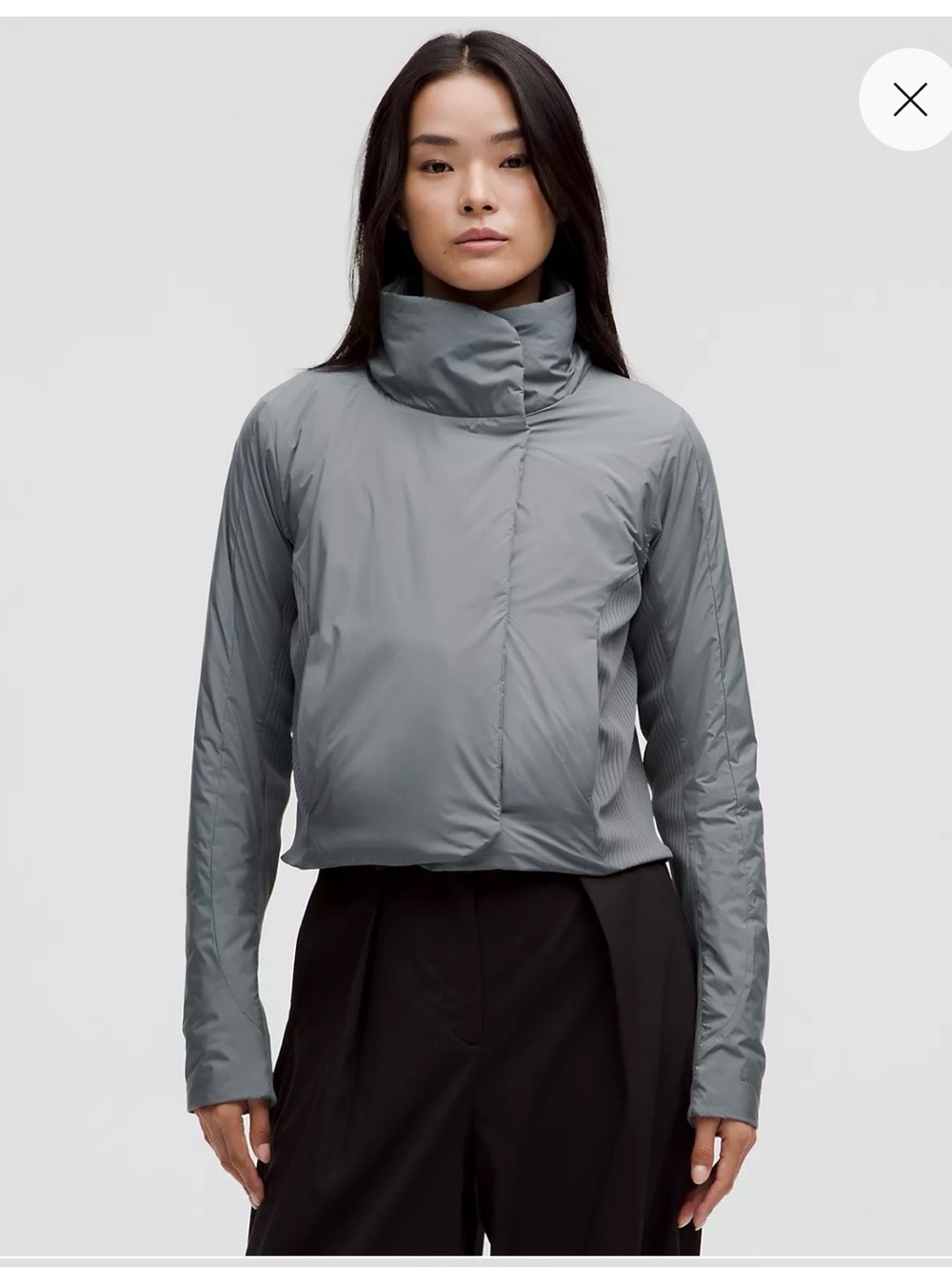 lululemon athletica Light Grey Cropped Puffer Jacket